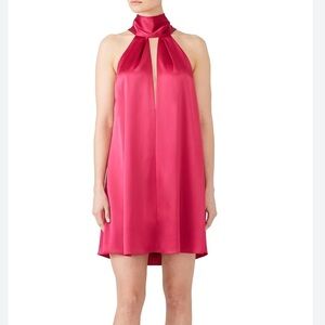 Galvan London Puglia Halter Neck Satin Mini Dress